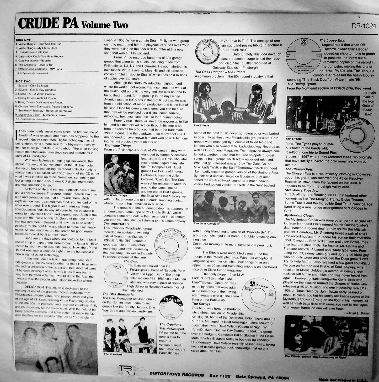 Crude PA Volume Two - Various - Garage Rock - USED LP - VG+/NM