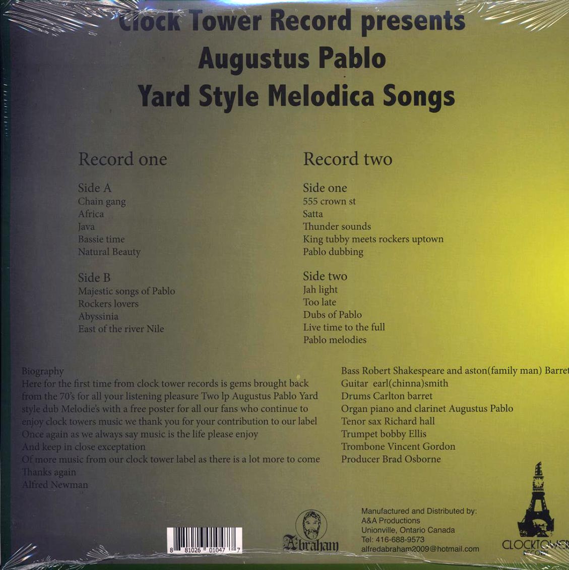 Augustus Pablo – Yard Style Melodica Songs - 2LP plus poster NEW sealed