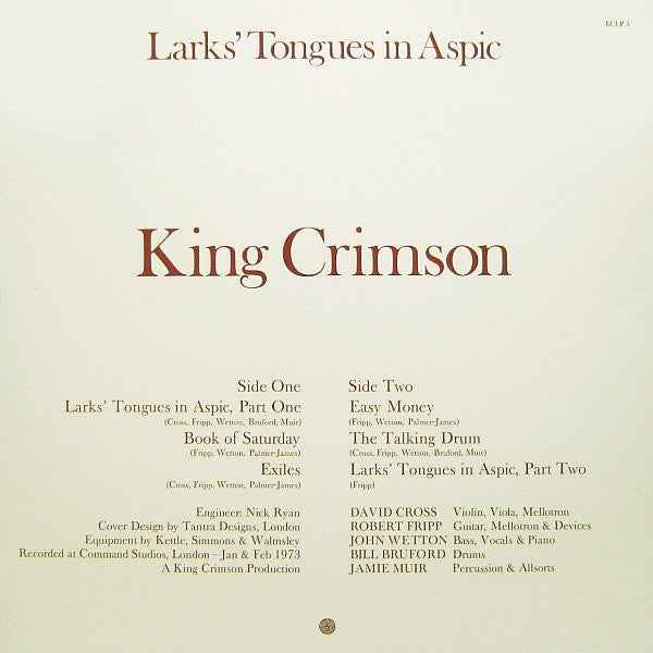 King Crimson – Larks' Tongues In Aspic - new 200gm LP sealed - reissue