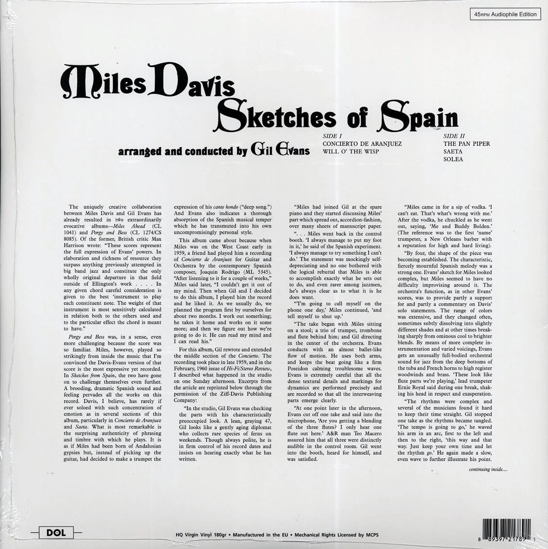 Miles Davis - Sketches Of Spain - new LP sealed - deluxe gatefold - 45rpm 180gm HQ vinyl